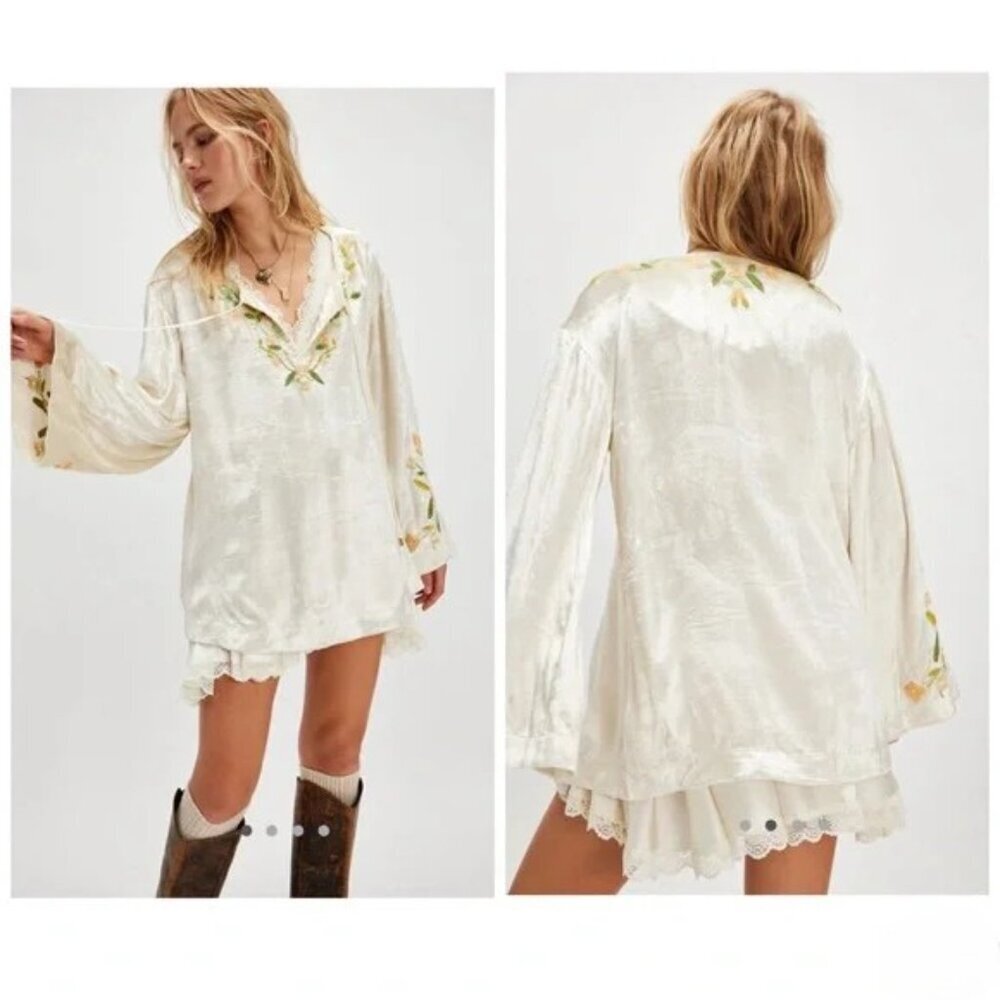 Free People Ember Embroidered Floral Tunic